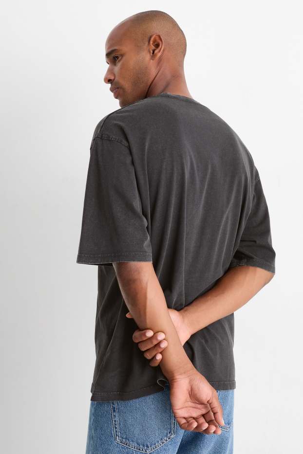 Heren - T-shirt - oversized - KISS - antraciet