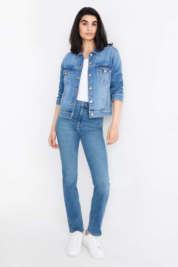 Kobiety - Straight jeans - wysoki stan - LYCRA® - dżins-jasnoniebieski