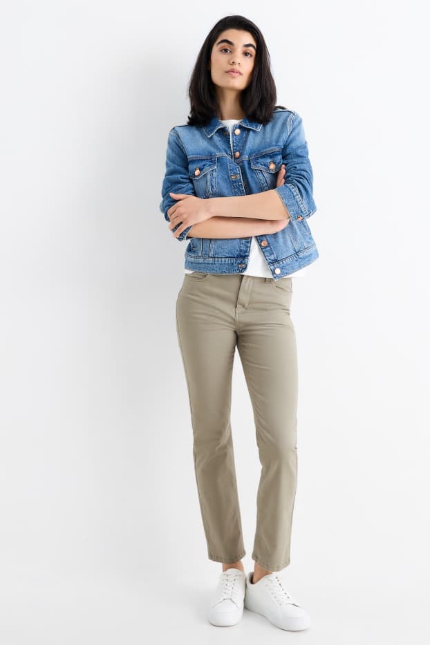 Damen - Stoffhose - High Waist - Slim Fit - beige
