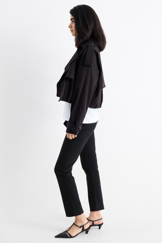 Damen - Stoffhose - High Waist - Slim Fit - schwarz