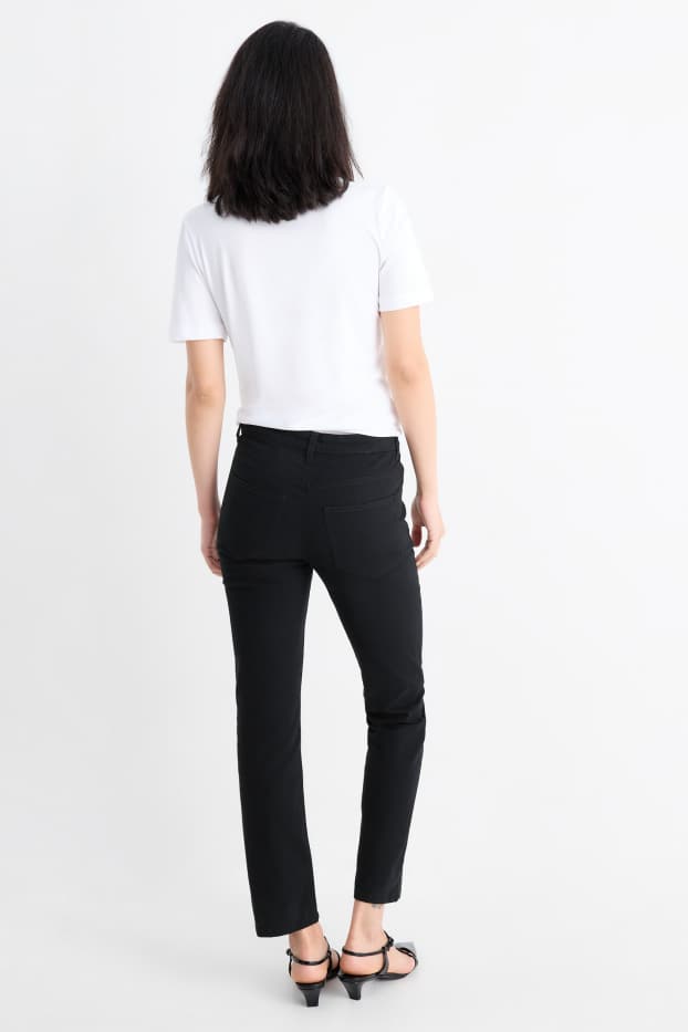 Damen - Stoffhose - High Waist - Slim Fit - schwarz