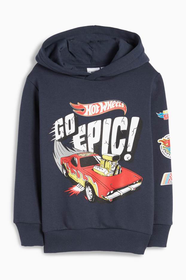 Bambini - Hot Wheels - felpa con cappuccio - blu scuro