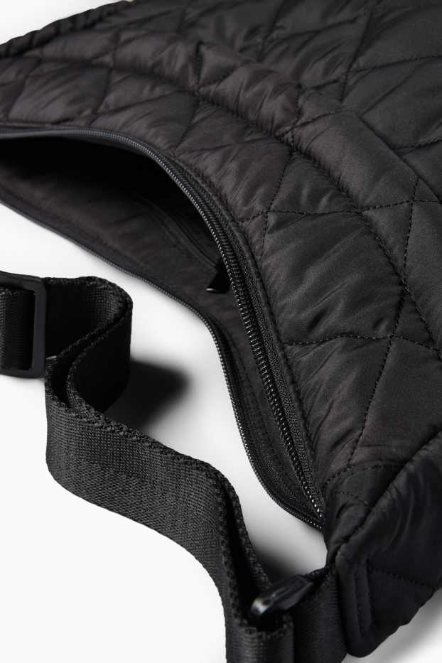 Dames - Schoudertas met stiksels - zwart
