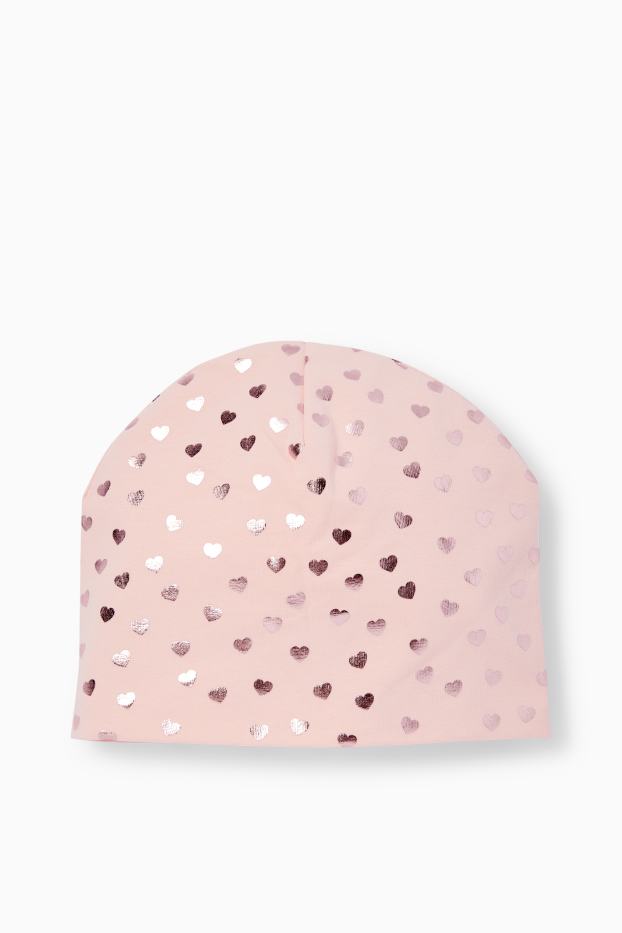 Kinder Mädchen - Beanie - gemustert - rosa