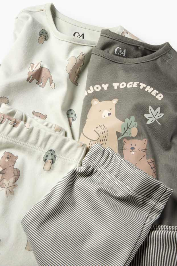 Baby Jungen - Multipack 2er - Waldtiere - Baby-Pyjama - 4 teilig - grün