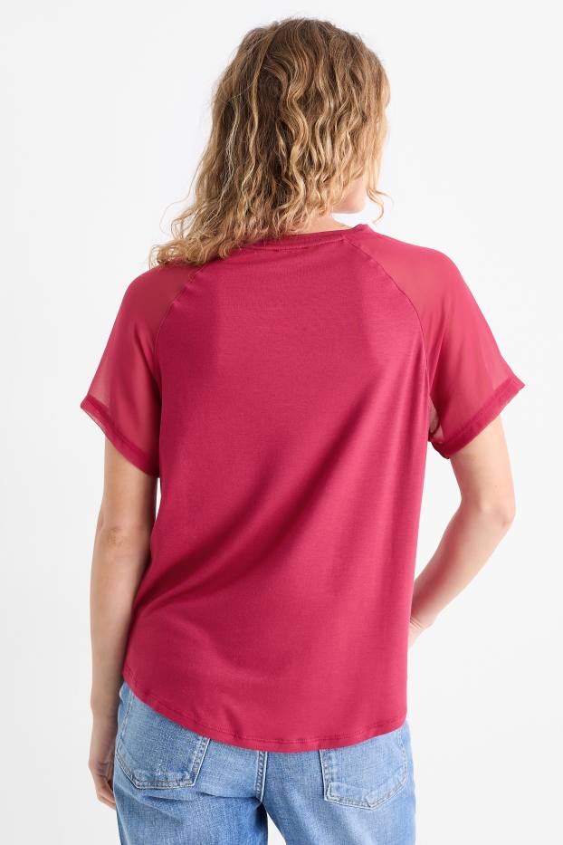 Damen - T-Shirt - Regular Fit - dunkelrosa
