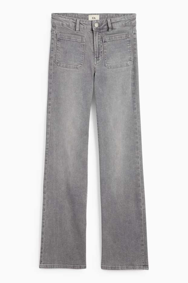 Women - Flared jeans - mid-rise waist - denim-gray