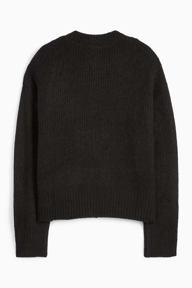 Femmes - Gilet de maille - côtelé - noir