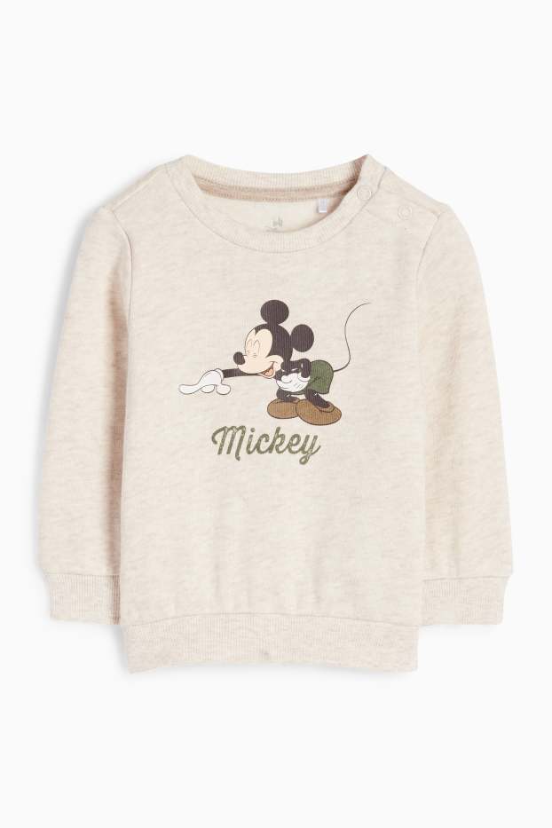 Bebeluși - băieți - Mickey Mouse - compleu bebeluși - 2 piese - bej deschis