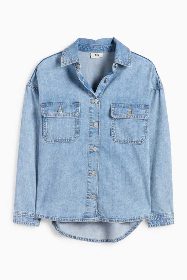 Kinder Mädchen - Jeansbluse - helljeansblau