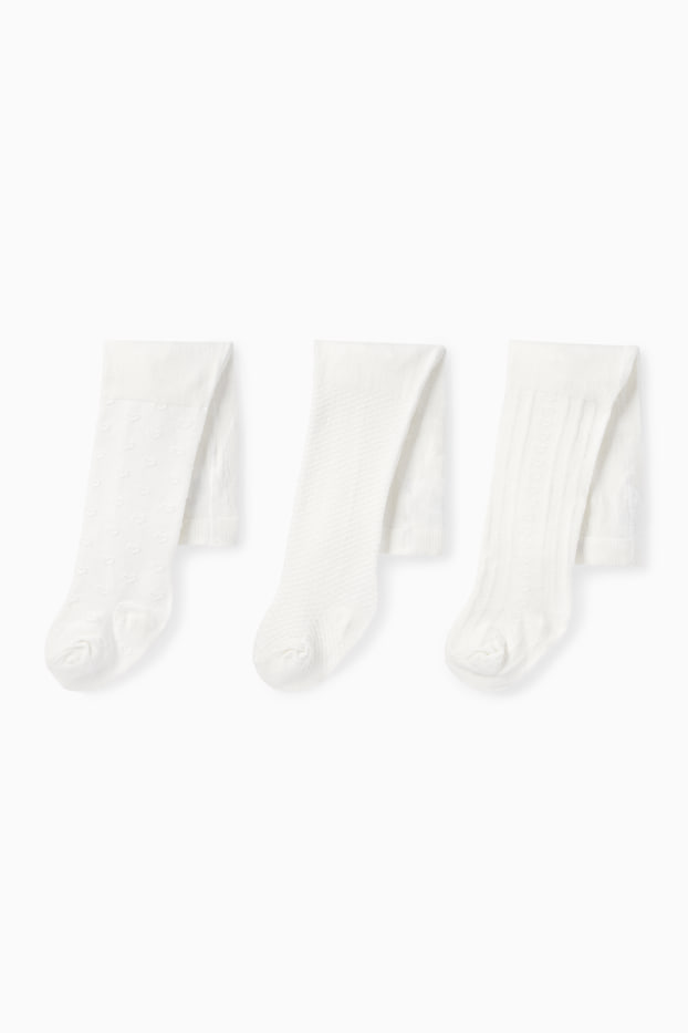 Baby Mädchen - Multipack 3er - Baby-Strumpfhose - strukturiert - weiss