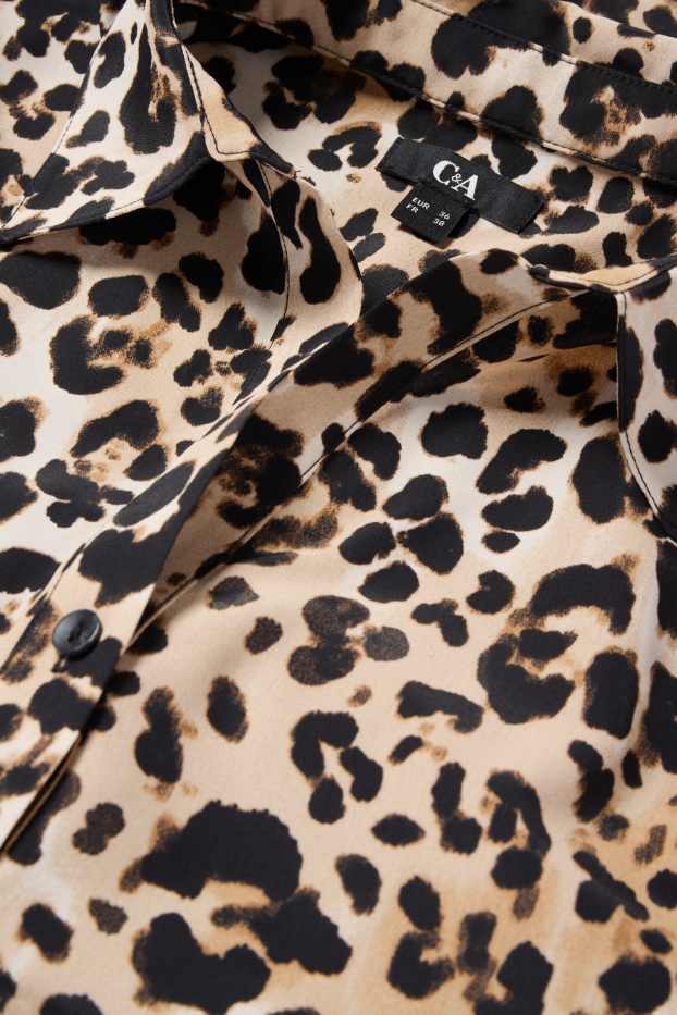 Donna - Blusa - stampa leopardata - nero / beige