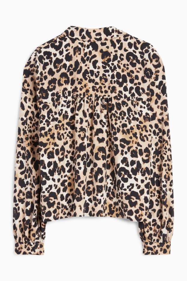Donna - Blusa - stampa leopardata - nero / beige