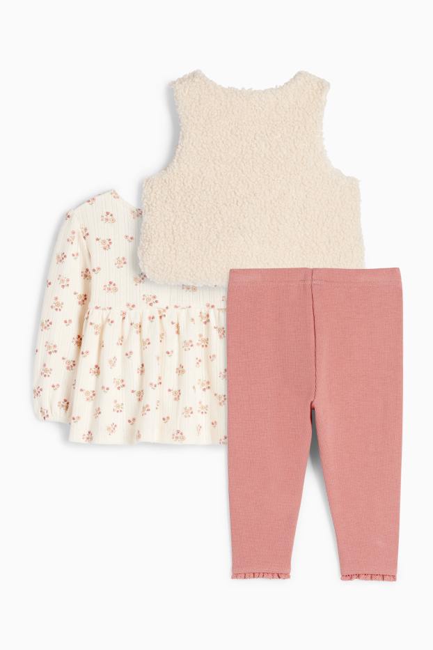 Neonate - Fiorellini - completo per neonate - 3 pezzi - beige chiaro
