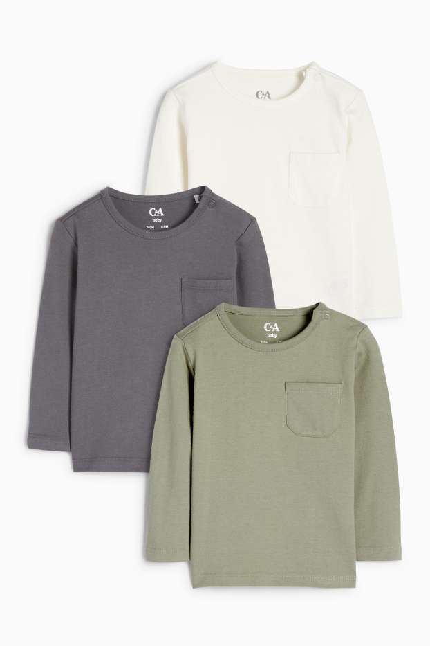 Baby Jungen - Multipack 3er - Baby-Langarmshirt - grün