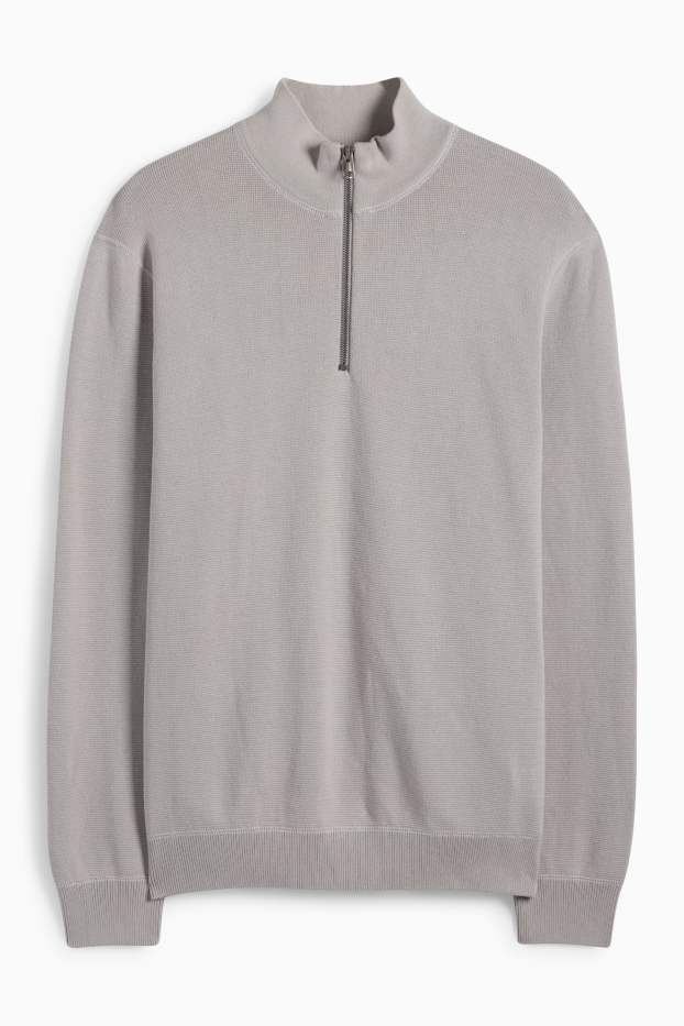 Hommes - Pull - finition texturée - gris clair