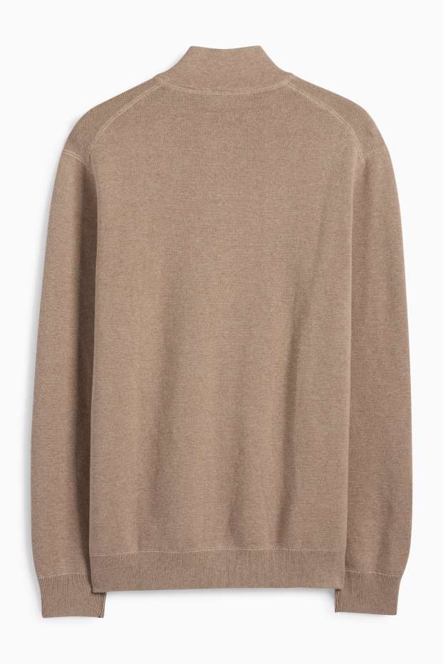 Hommes - Pull - finition texturée - beige chiné