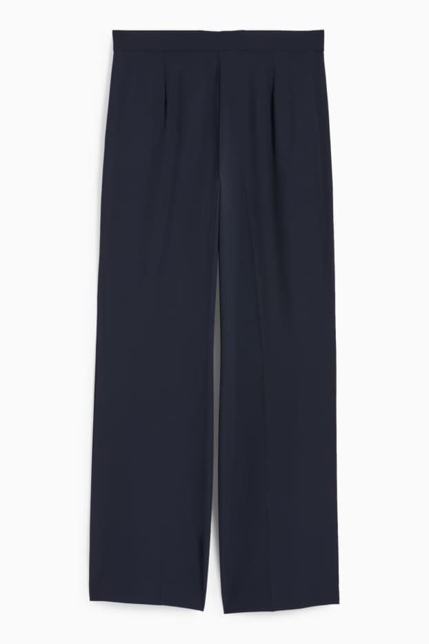Donna - Pantaloni di stoffa - vita media - gamba ampia - blu scuro