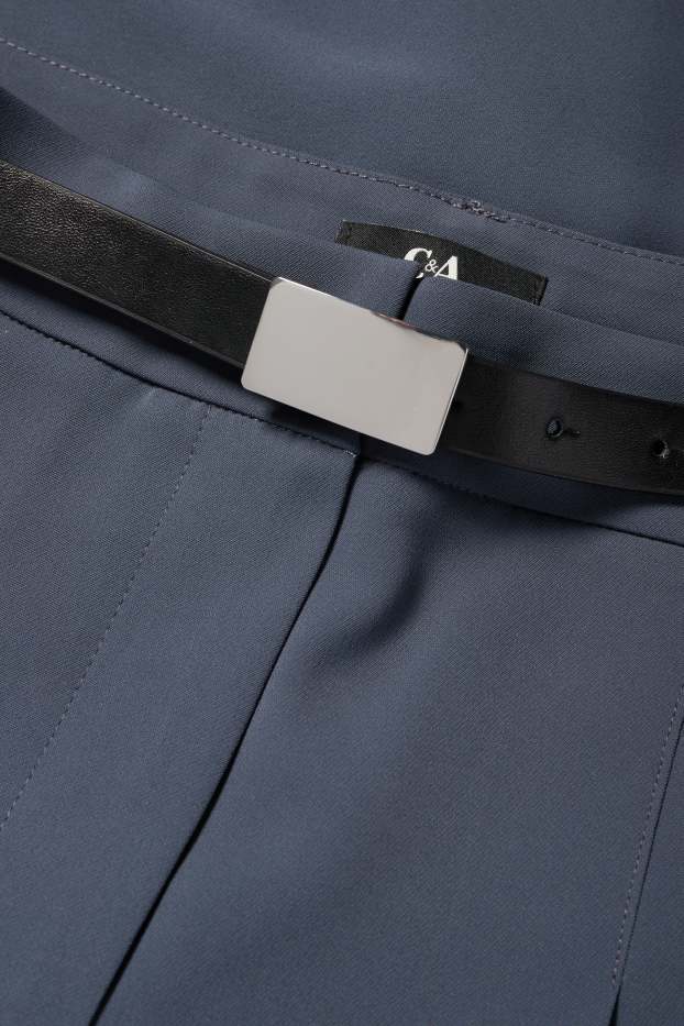 Dona - Pantalons de tela amb cinturó - high waist - wide leg - blau fosc