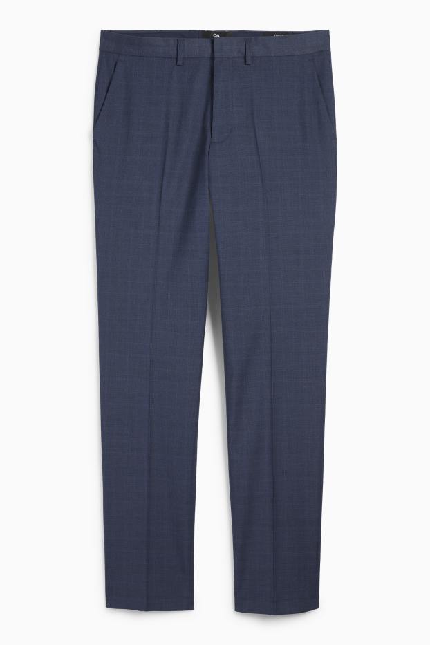 Men - Mix & match suit trousers - regular fit - check - dark blue