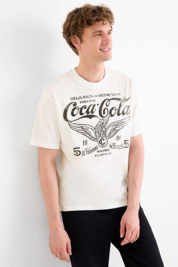 Pánské - Tričko - relaxed fit - Coca-Cola - bílá