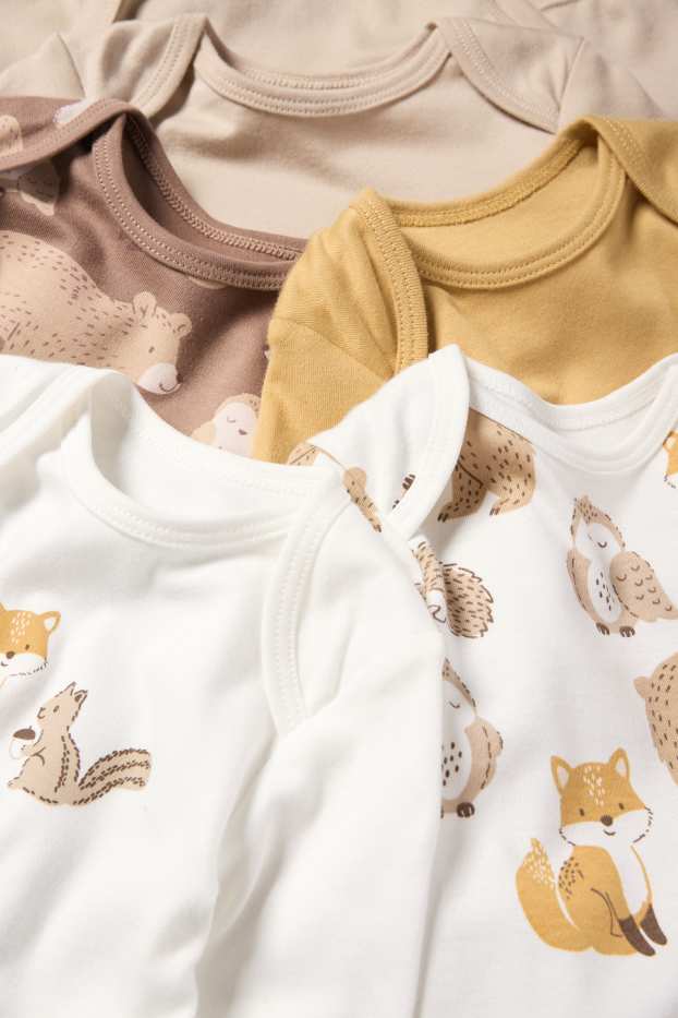 Unisexe - Lot de 5 - animaux sauvages - bodys bébé - beige