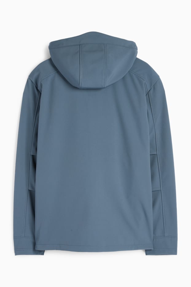 Hombre - Chaqueta softshell con capucha - impermeable - 4 Way Stretch - azul