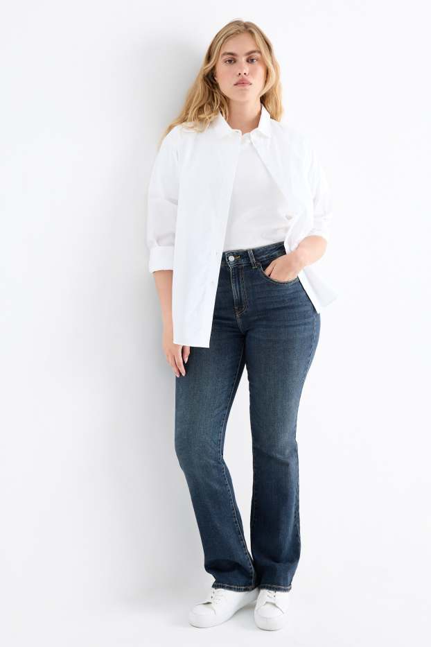 Femmes - Jean bootcut - high waist - jean bleu foncé