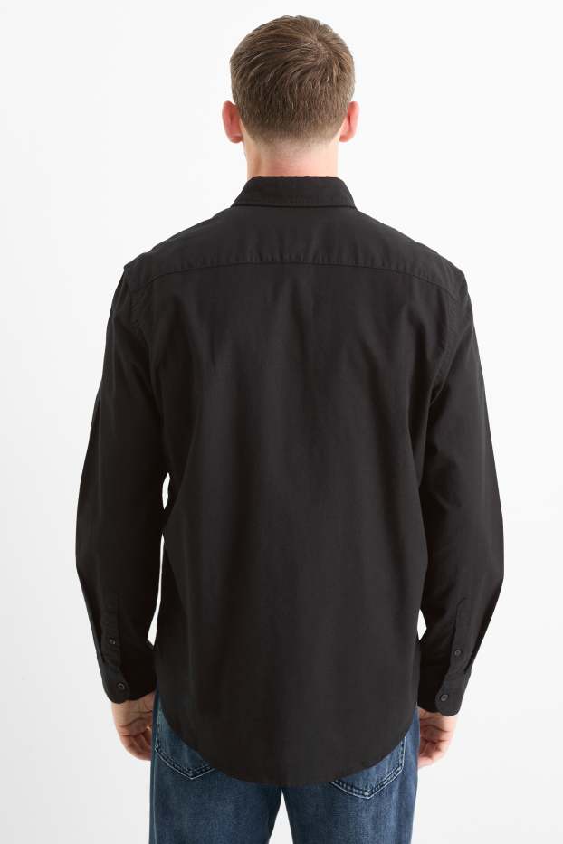 Herren - Hemd - Regular Fit - Button-down - schwarz
