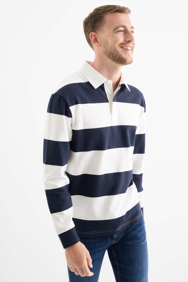 Hombre - Polo - relaxed fit - de rayas - azul oscuro / blanco