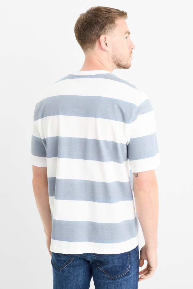 Uomo - T-shirt - relaxed fit - a righe - bianco / blu