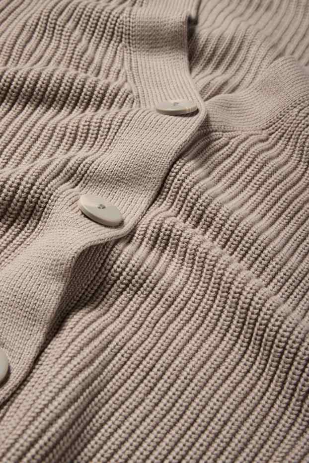 Damen - Strickjacke - gerippt - taupe