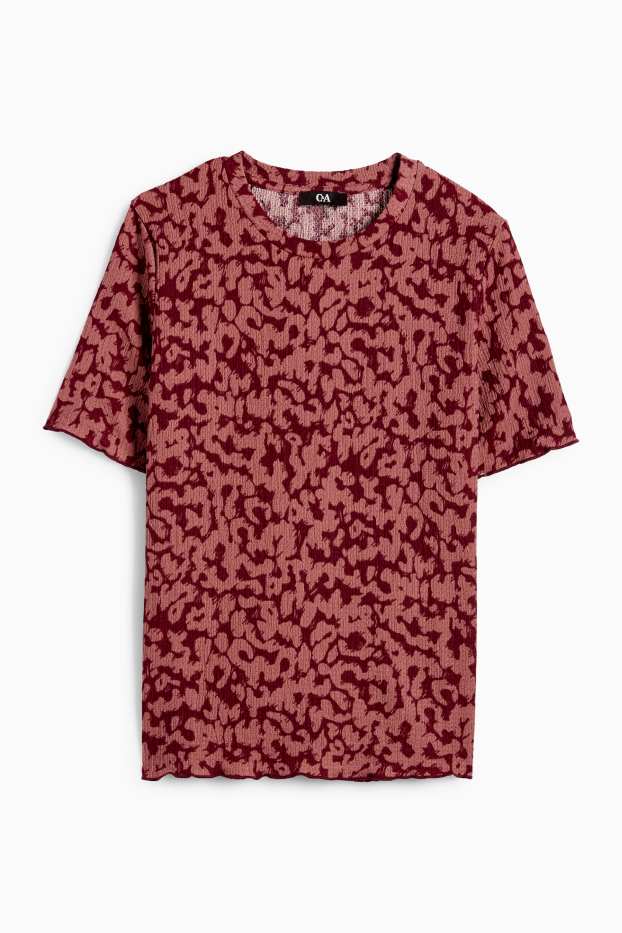 Femmes - T-shirt - regular fit - imprimé léopard - rouge foncé