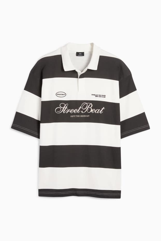 Heren - Poloshirt - gestreept - zwart / wit