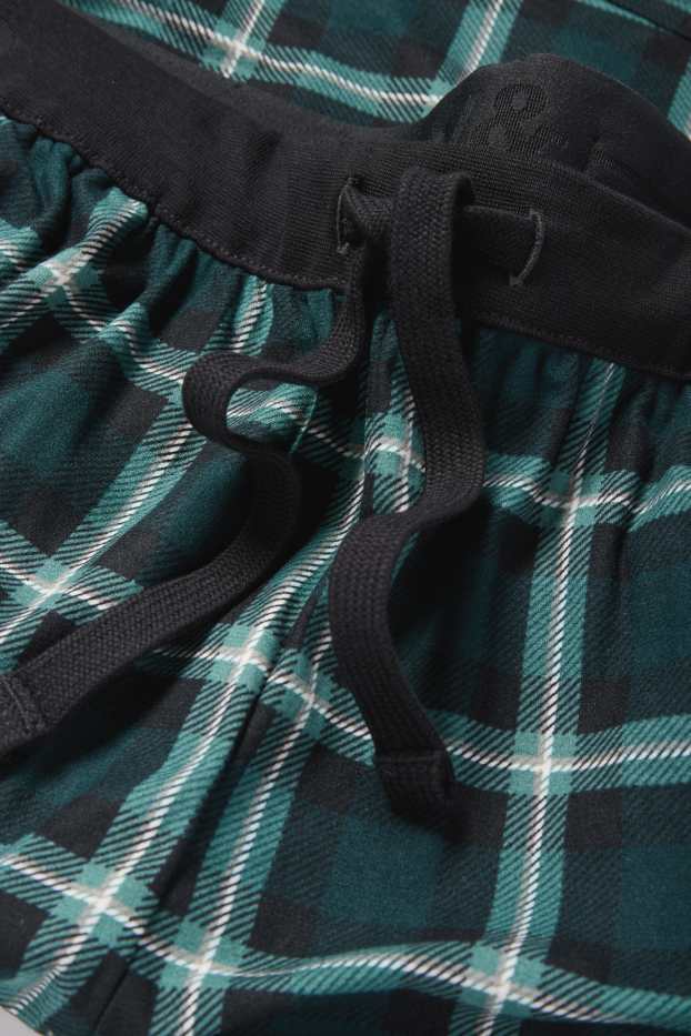 Herren - Pyjamahose - kariert - dunkelgrün