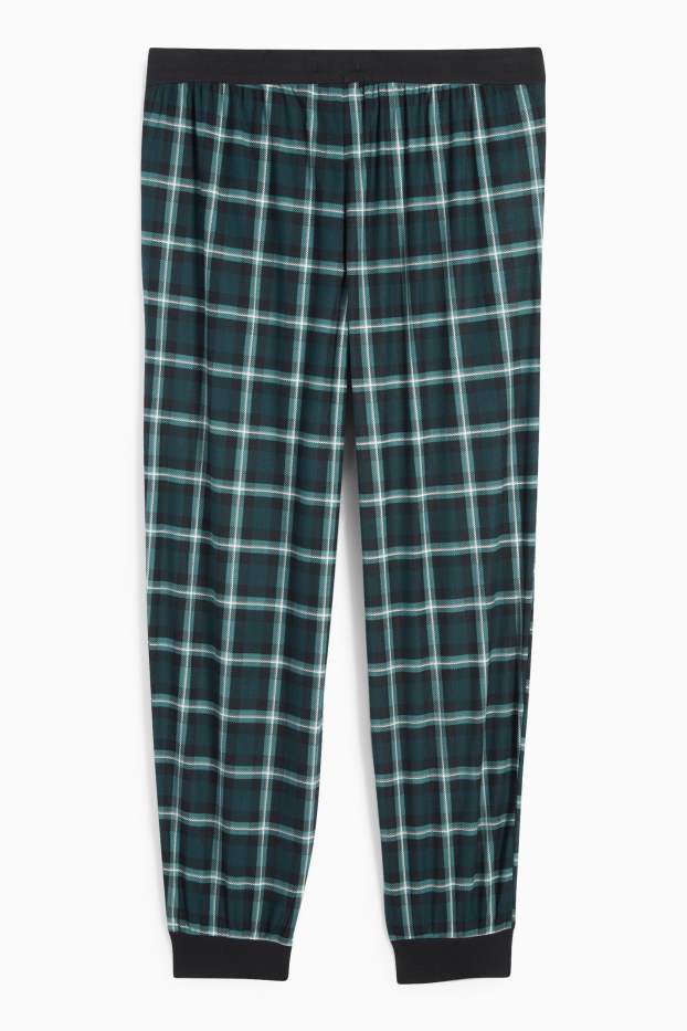 Herren - Pyjamahose - kariert - dunkelgrün