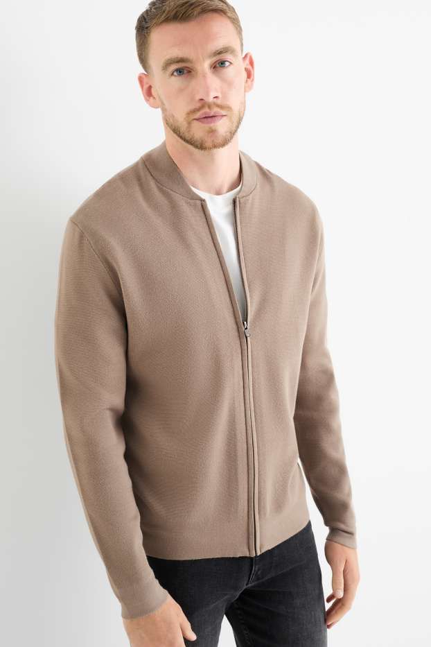 Herren - Strickjacke - taupe