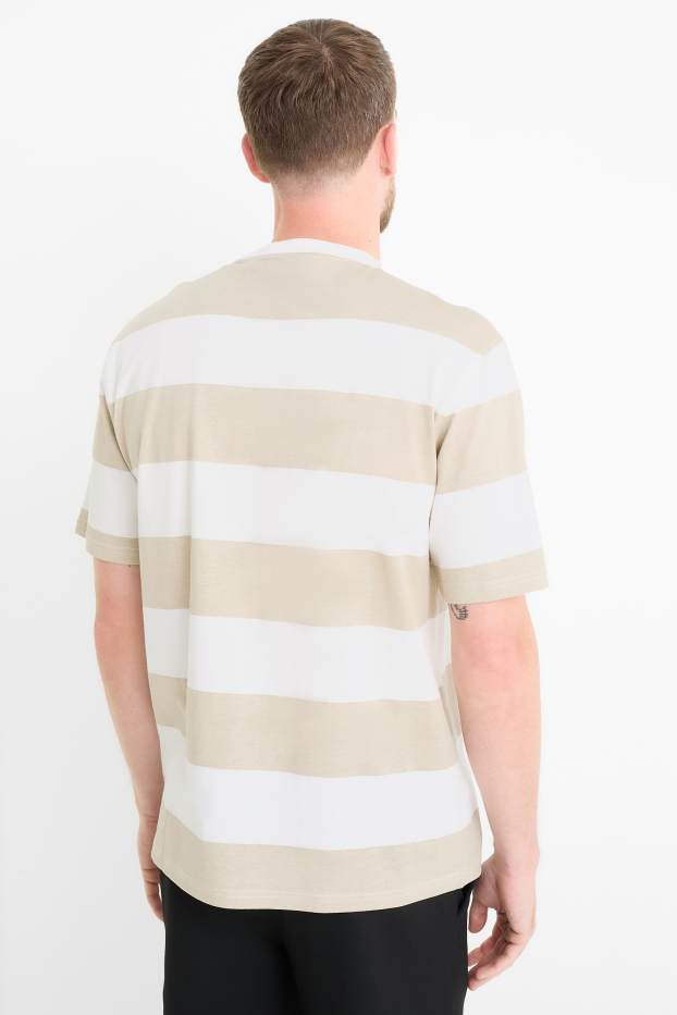 Hombre - Camiseta - relaxed fit - de rayas - blanco / beis