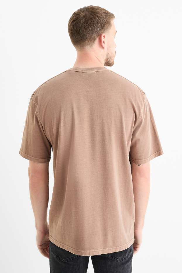 Heren - T-shirt - relaxed fit - lichtbruin