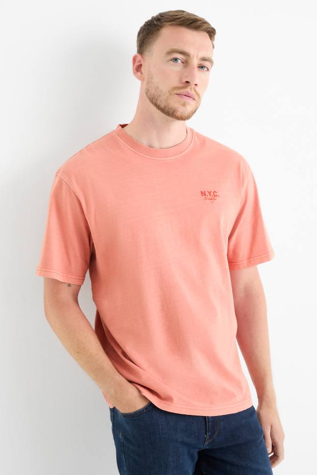 Uomo - T-shirt - relaxed fit - rosa scuro