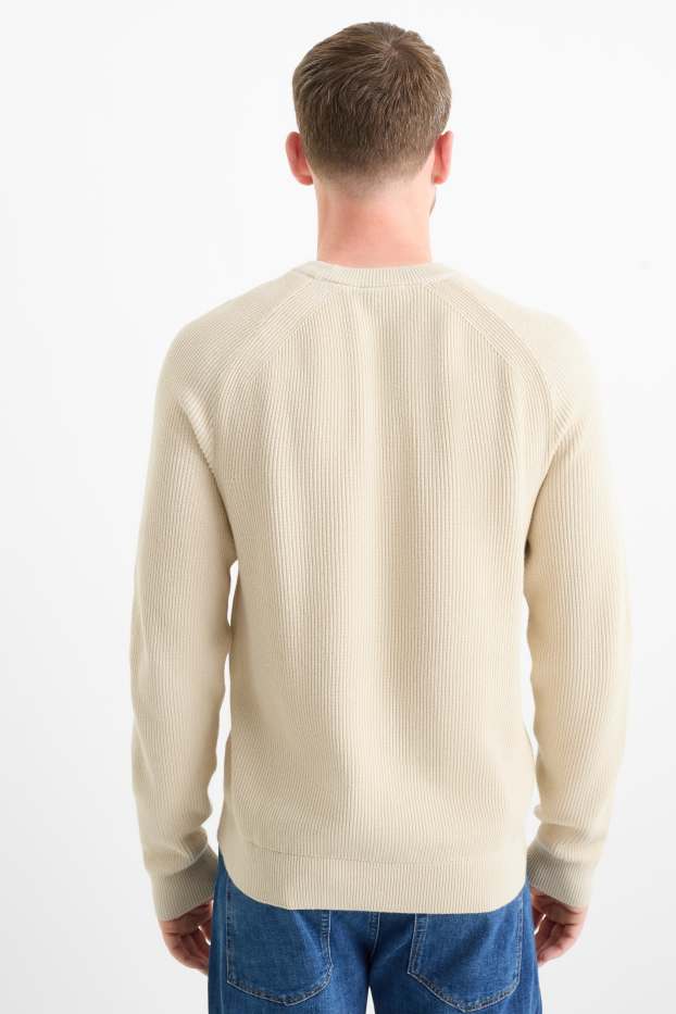Herren - Pullover - gerippt - hellbeige