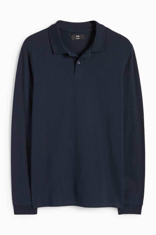 Pánské - Polokošile - slim fit - tmavomodrá