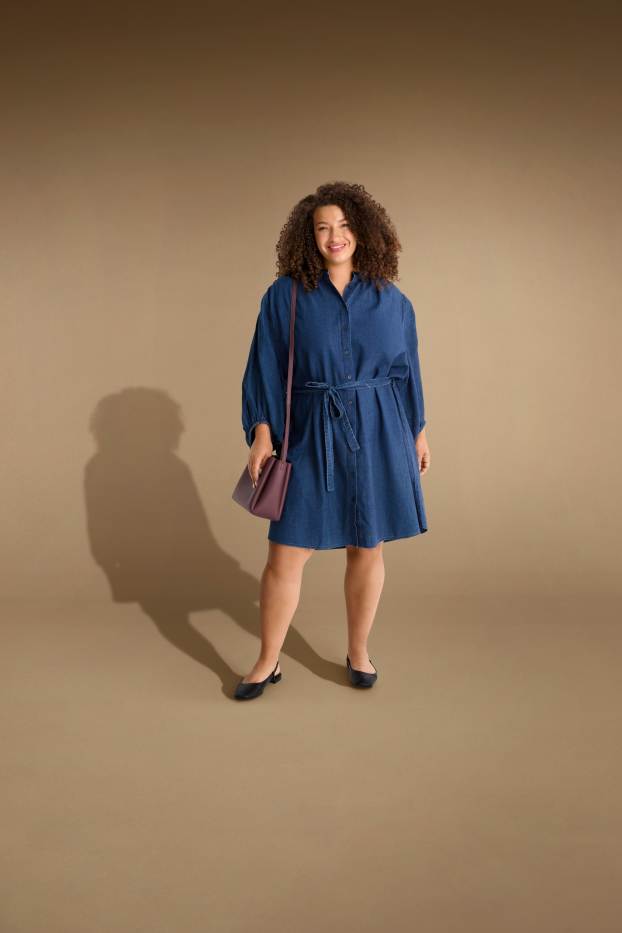 Women - Denim shirt dress - blue denim