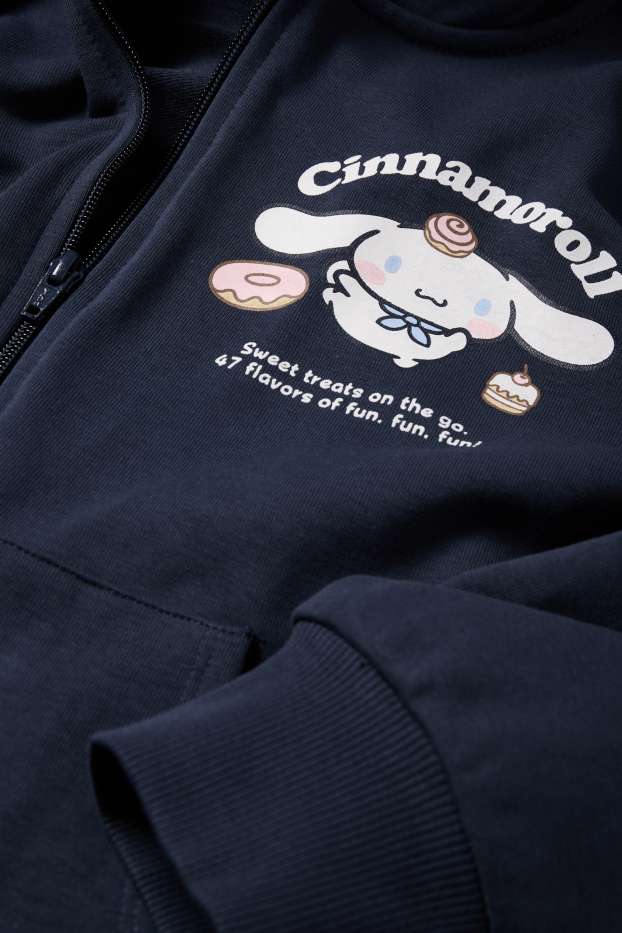 Enfants filles - Cinnamoroll - sweat zippé à capuche - bleu foncé