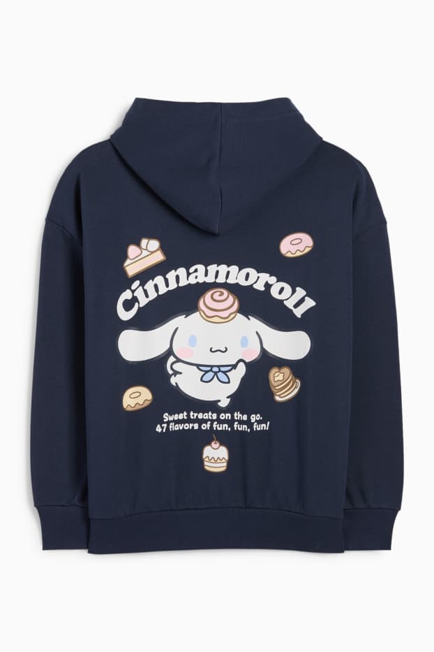Enfants filles - Cinnamoroll - sweat zippé à capuche - bleu foncé