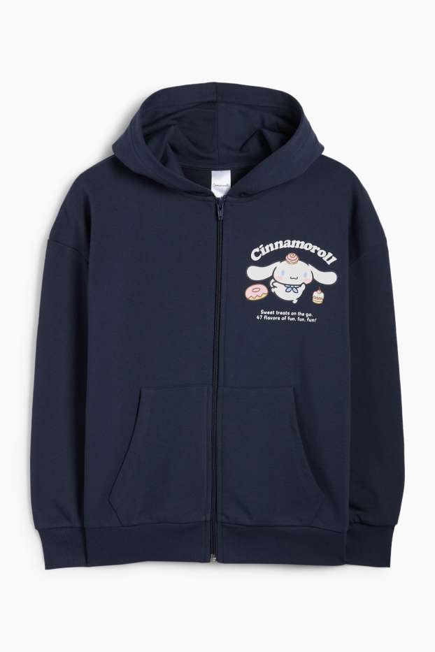 Enfants filles - Cinnamoroll - sweat zippé à capuche - bleu foncé