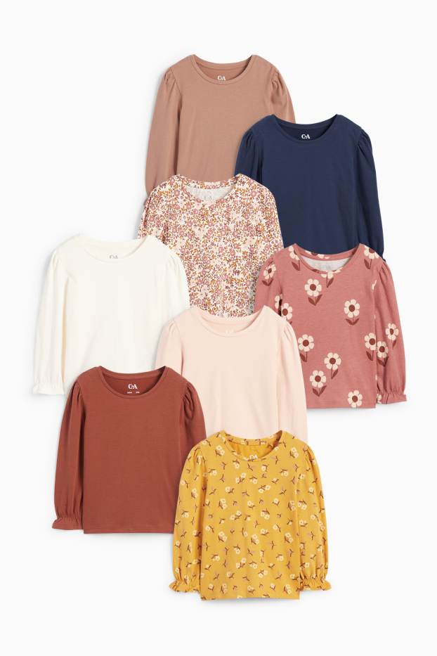 Copii - Fete - Multipack 8 buc. - floare - tricou cu mânecă lungă - galben