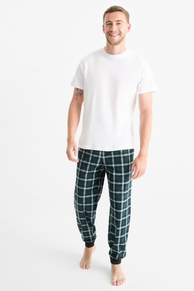 Bărbați - Pantaloni de pijama - în carouri - verde închis