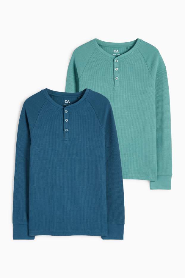 Enfants garçons - Lot de 2 - hauts de pyjama - finition texturée - vert