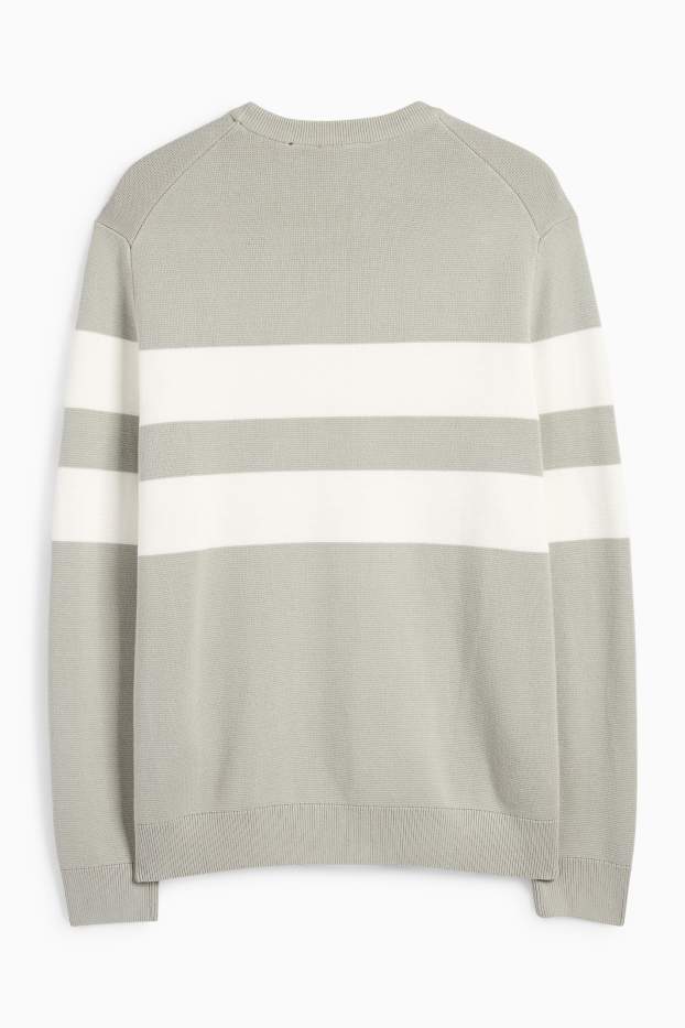 Herren - Pullover - gestreift - strukturiert - mintgrün